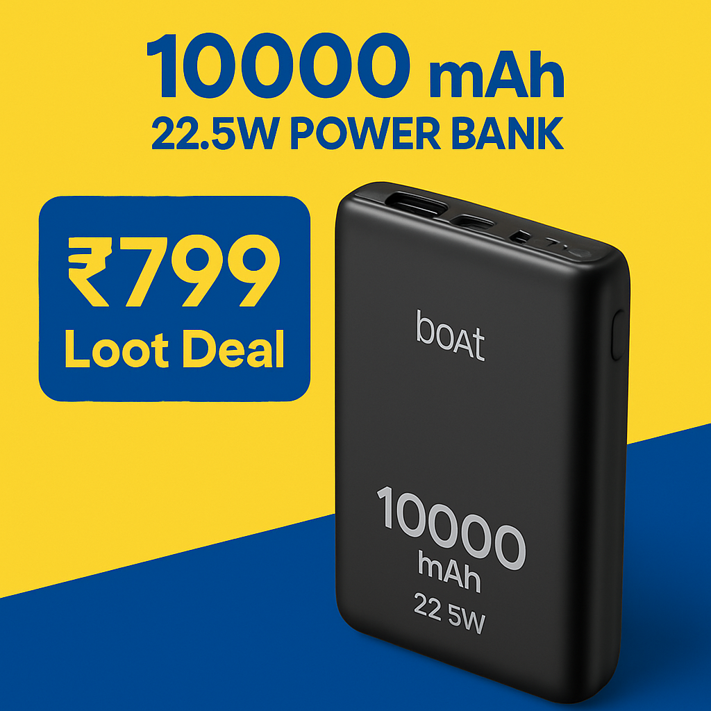 loot deal boat 10000 mah 22.5 w power bank offer
